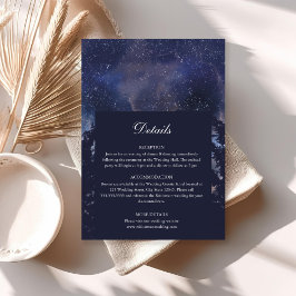 Tarjeta de Detalles de Boda Celestial Bosque Noctu