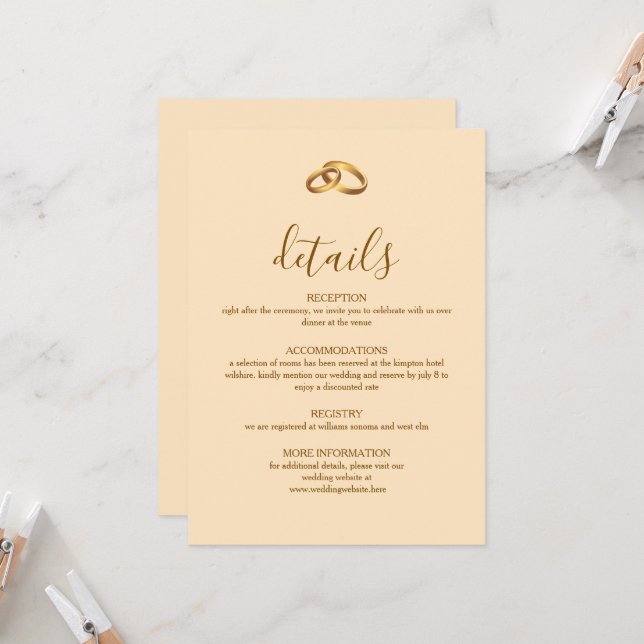 Tarjeta de Detalles de Boda Clásica (Anverso/Reverso In Situ)