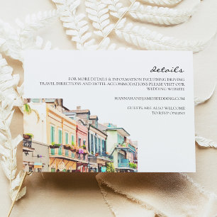 Tarjeta de Detalles de Boda con Acuarela de Nueva 