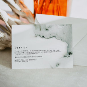 Tarjeta de detalles de boda con acuarela verde