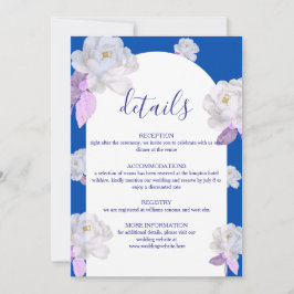 Tarjeta de Detalles de Boda con Arco Floral Azul