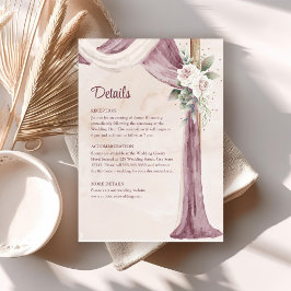 Tarjeta de Detalles de Boda con Doscel Boho Rosa P