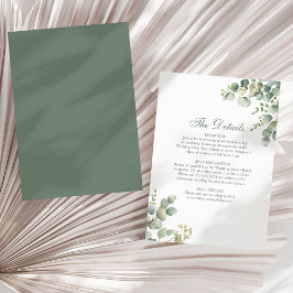 Tarjeta de Detalles de Boda con Eucalipto de Green