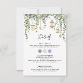 Tarjeta de detalles de boda con eucalipto y floral