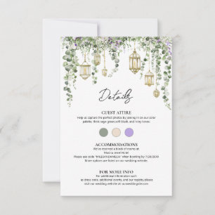 Tarjeta de detalles de boda con eucalipto y floral