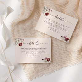 Tarjeta de detalles de boda con flores silvestres 
