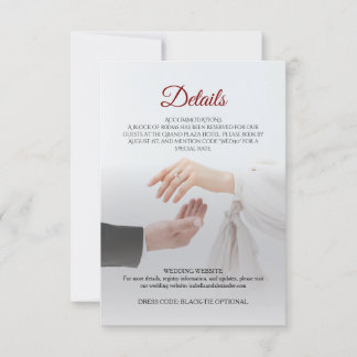 Tarjeta de Detalles de Boda con Foto en Blanco Ele