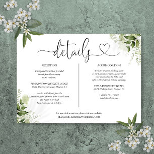 Tarjeta de Detalles de Boda con Guión de Corazón d