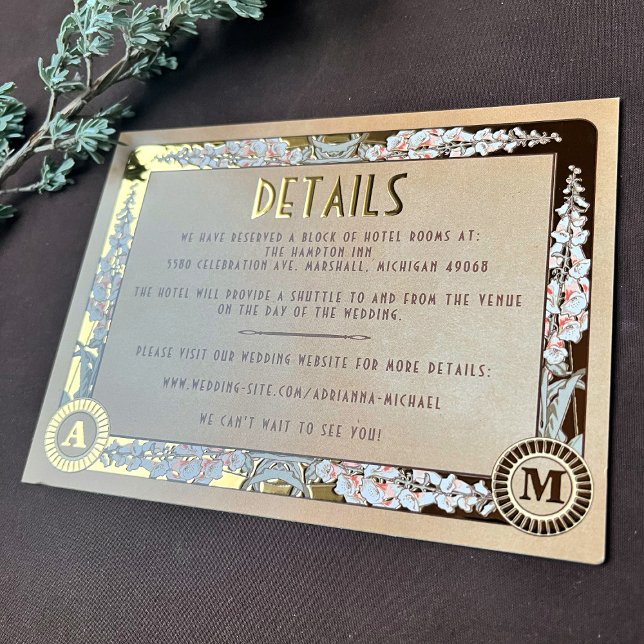 Tarjeta de Detalles de Boda con Hoja de Oro Royal  (Subido por el creador)