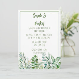 Tarjeta de Detalles de Boda con Hojas de Follaje V