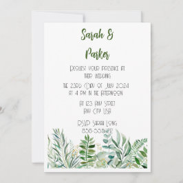 Tarjeta de Detalles de Boda con Hojas de Follaje V