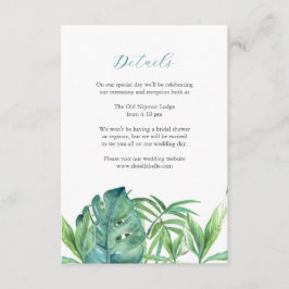 Tarjeta de Detalles de Boda con Hojas de Palma Tro