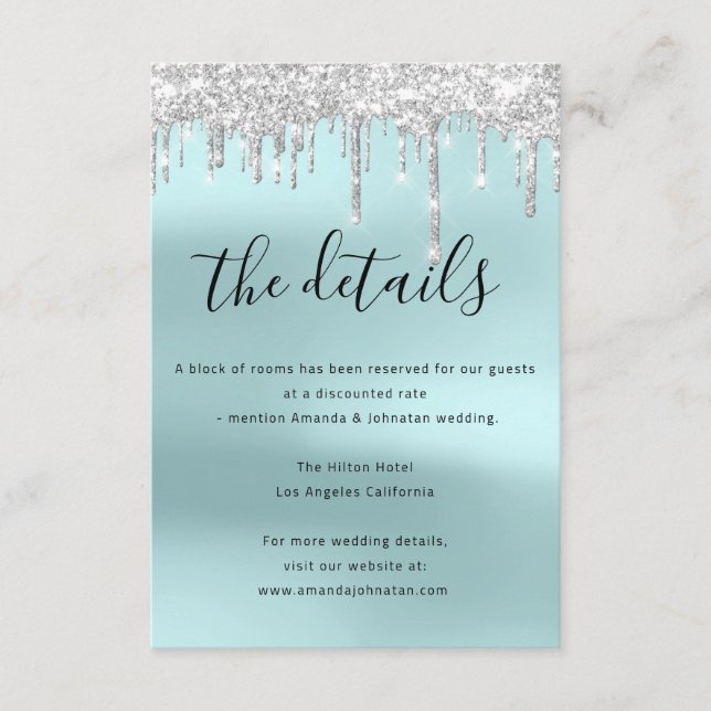 Tarjeta de Detalles de Boda con Información Adjunt (Anverso)