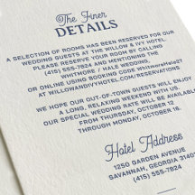 Tarjeta de detalles de boda con letra elegante