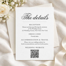 Tarjeta de detalles de boda con letra manuscrita e