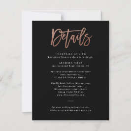 Tarjeta de Detalles de Boda con Letra Rosada de Or