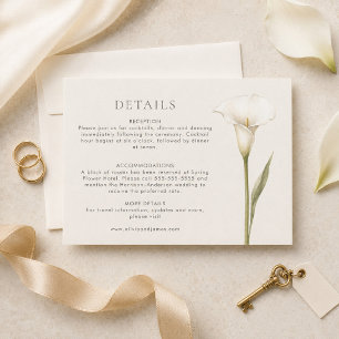 Tarjeta de Detalles de Boda con Lirio de Calla Bla