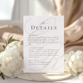 Tarjeta de Detalles de Boda con Monograma Beige Mi