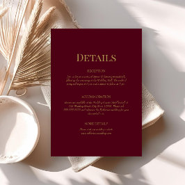 Tarjeta de Detalles de Boda con Monograma de Oro B