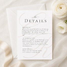 Tarjeta de Detalles de Boda con Monograma Minimali