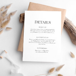 Tarjeta de Detalles de Boda con Monograma Minimali