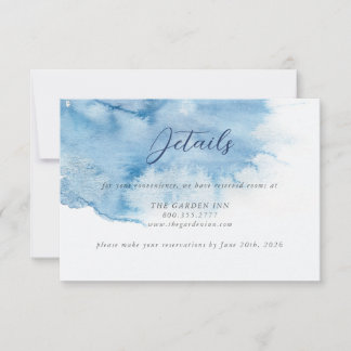 Tarjeta de Detalles de Boda con Polvo de Acuarela 