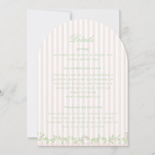 Tarjeta de Detalles de Boda con Raya Rosa Dulce