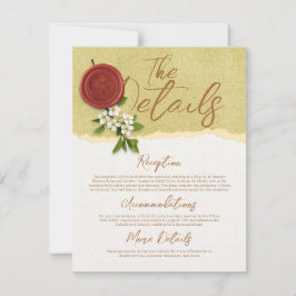 Tarjeta de Detalles de Boda con Sello Rojo