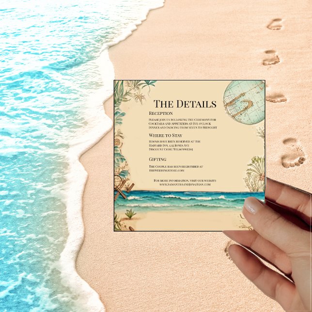 Tarjeta de Detalles de Boda con Tema de Playa de E (Subido por el creador)