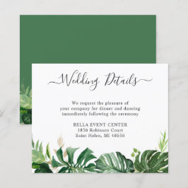 Tarjeta de Detalles de Boda con Vegetación Tropica