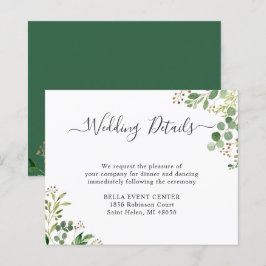 Tarjeta de Detalles de Boda con Verde de Eucalipto