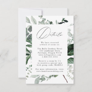 Tarjeta de Detalles de Boda con Verdor Abundante