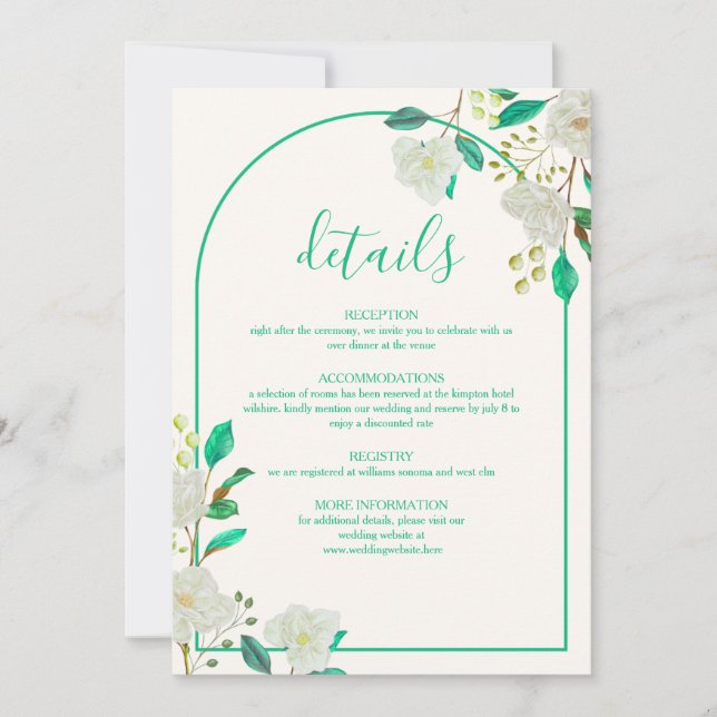 Tarjeta de Detalles de Boda de Arco Moderno (Anverso)