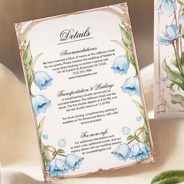 Tarjeta de detalles de Boda de Art Nouvea floral a (Subido por el creador)