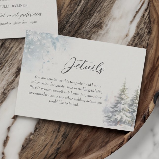 Tarjeta de detalles de Boda de bosque de invierno (Subido por el creador)