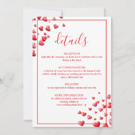 Tarjeta de Detalles de Boda de Corazones Rosa Suav