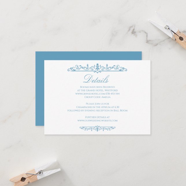 Tarjeta de Detalles de Boda de Estilo Regencia (Anverso/Reverso In Situ)