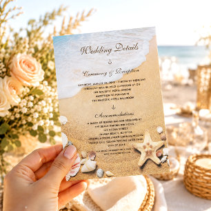 Tarjeta de Detalles de Boda de Estrella de Mar en 