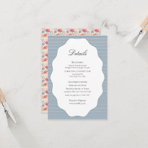 Tarjeta de Detalles de Boda de Flor Silvestre Azul