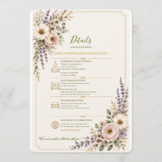 Tarjeta de Detalles de Boda de Flor Silvestre Eleg