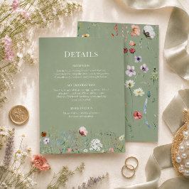 Tarjeta de Detalles de Boda de Flor Silvestre Verd