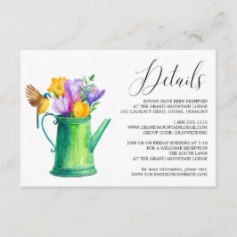 Tarjeta de detalles de Boda de flores para el agua