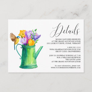 Tarjeta de detalles de Boda de flores para el agua