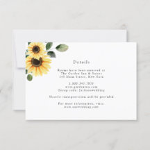 Tarjeta de Detalles de Boda de Girasol de Otoño