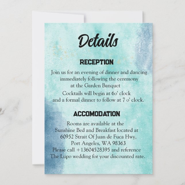 Tarjeta de detalles de Boda de guiones que he enco (Anverso)
