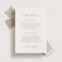 Tarjeta de detalles de boda de Hamilton Portait
