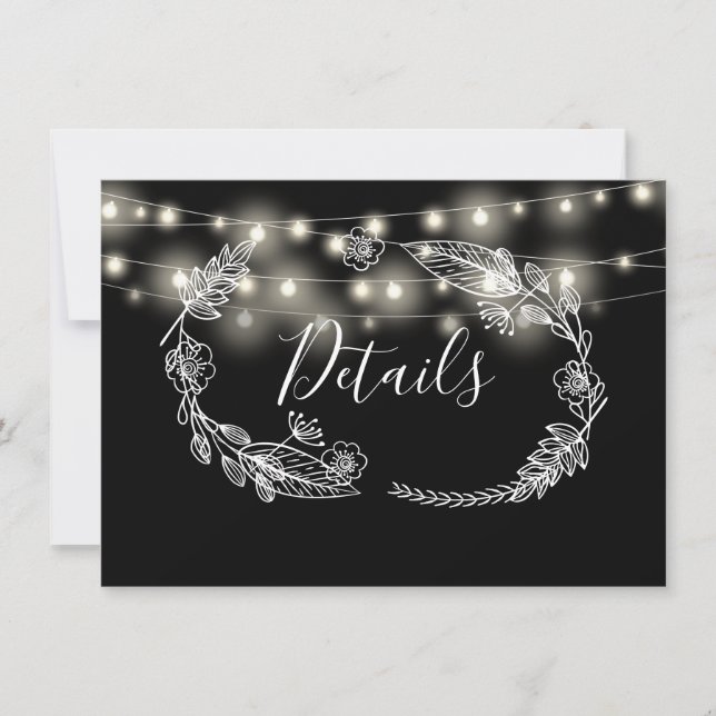 Tarjeta de detalles de Boda de las luces de cadena (Anverso)