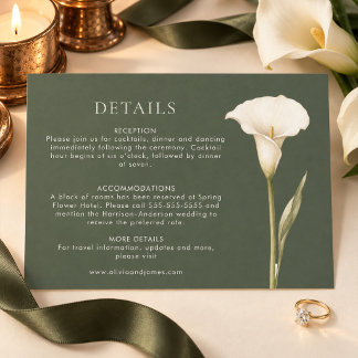 Tarjeta de Detalles de Boda de Lirio de Calla Verd