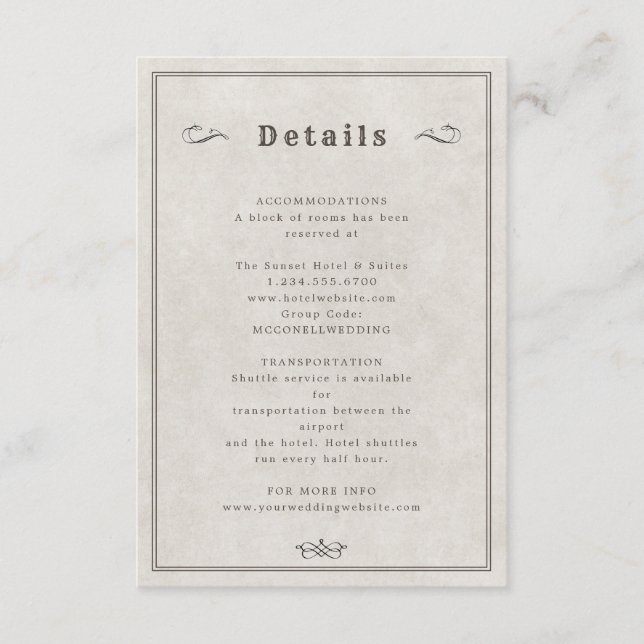 Tarjeta de detalles de boda de longhorn occidental (Anverso)