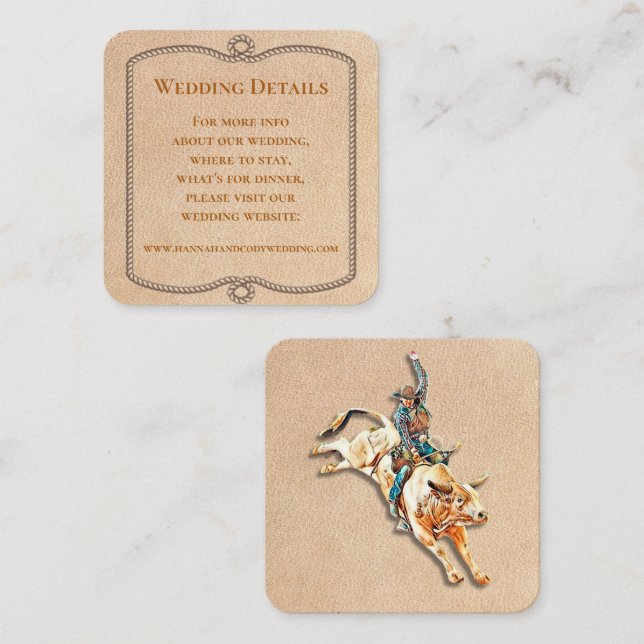 Tarjeta de Detalles de Boda de Longhorn Western Ra (Anverso / Reverso)